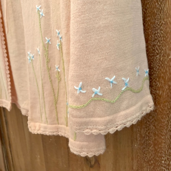 Frenchi Tie Up Embroidered Flower Cardigan Size S/M - Picture 8 of 10